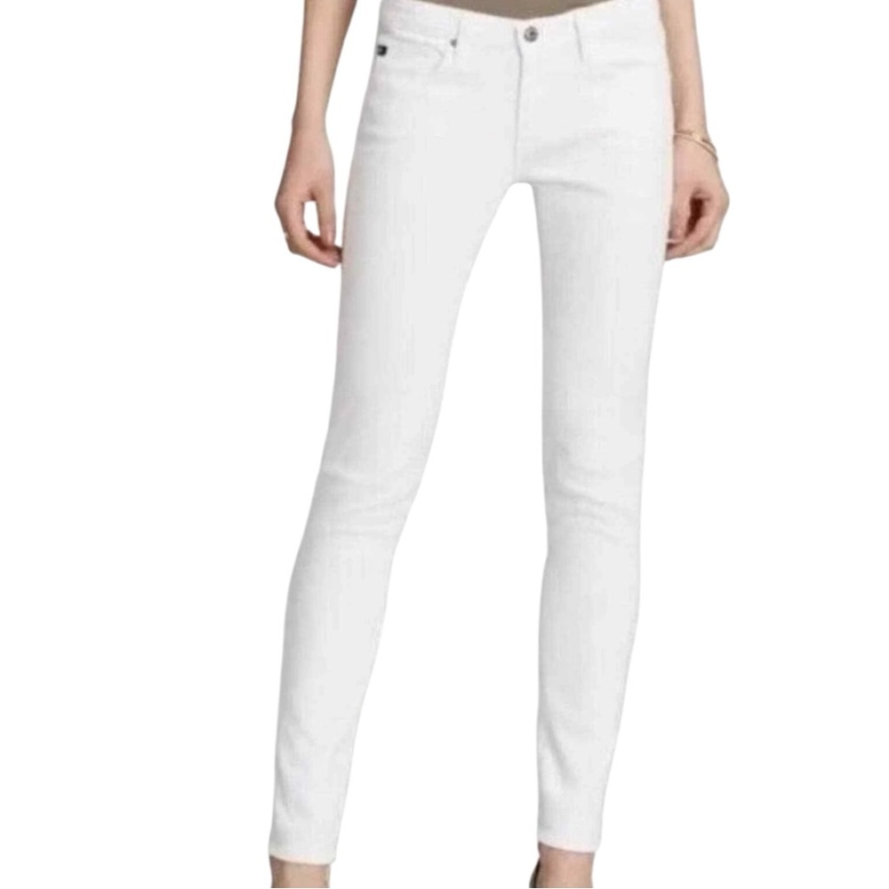 AG Adriano Goldschmied The Stilt Roll-Up Cigarette Low Rise White Jeans, Sz‎ 28R